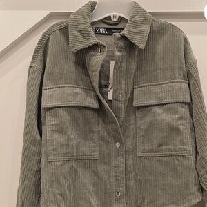 Zara Corduroy Button Down Jacket - Olive Green/Sage - Men or Woman XS/S